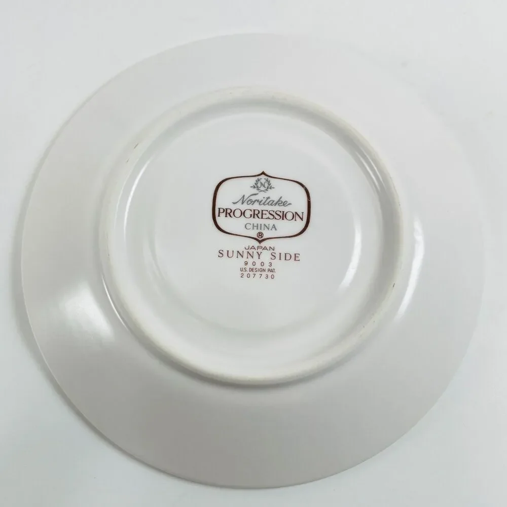 Noritake Progression SUNNY SIDE 9003 Set of 4: 3 Saucers 1 Bread Plate Japan MCM